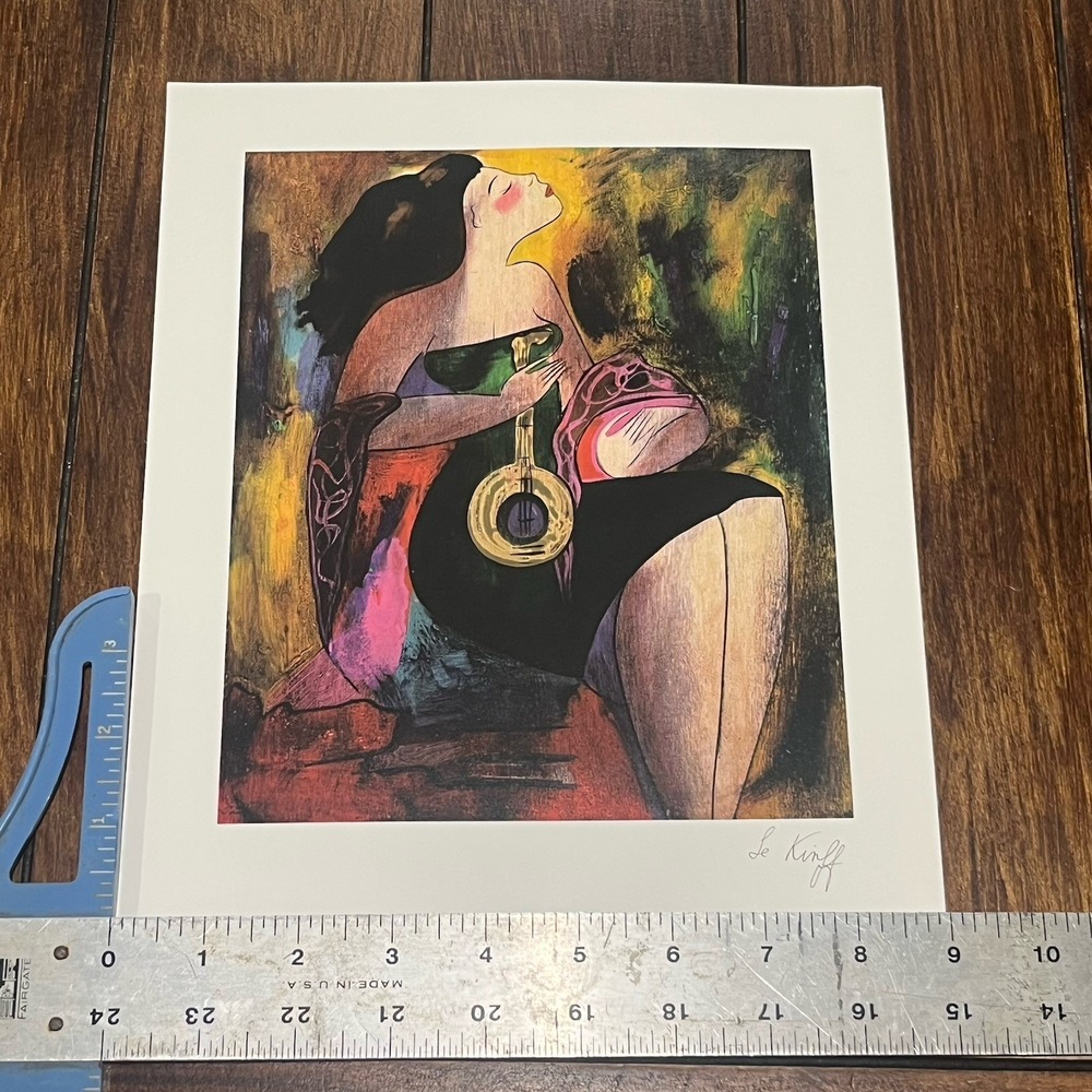 Linda Le Kinff Signed Serigraph Print "Note D'Or"  (Golden Note) 2003 With COA - Picture 9 of 11